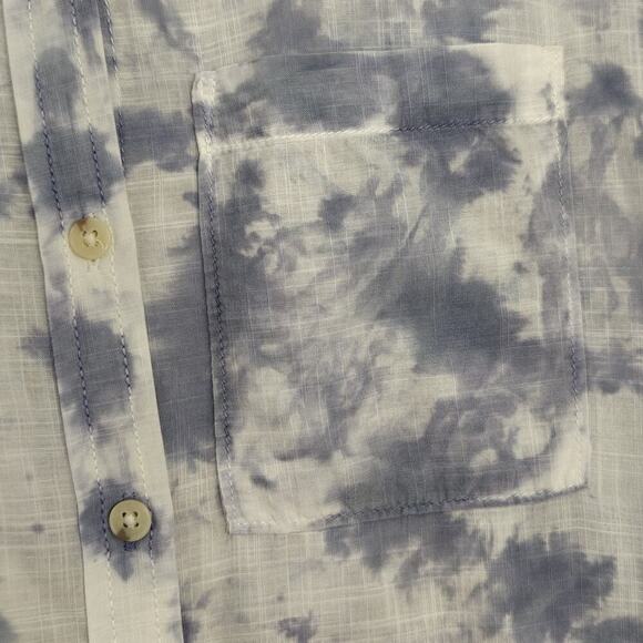 Anthropologie Pilcro Cate Tie Dye Eyelet Button Front Shirt Size XS Blue Purple - Picture 3 of 11